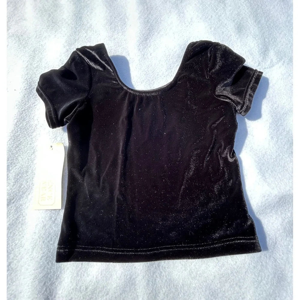 Affluence Dancewear Girls Large Black Cap Sleeve Dance Top
